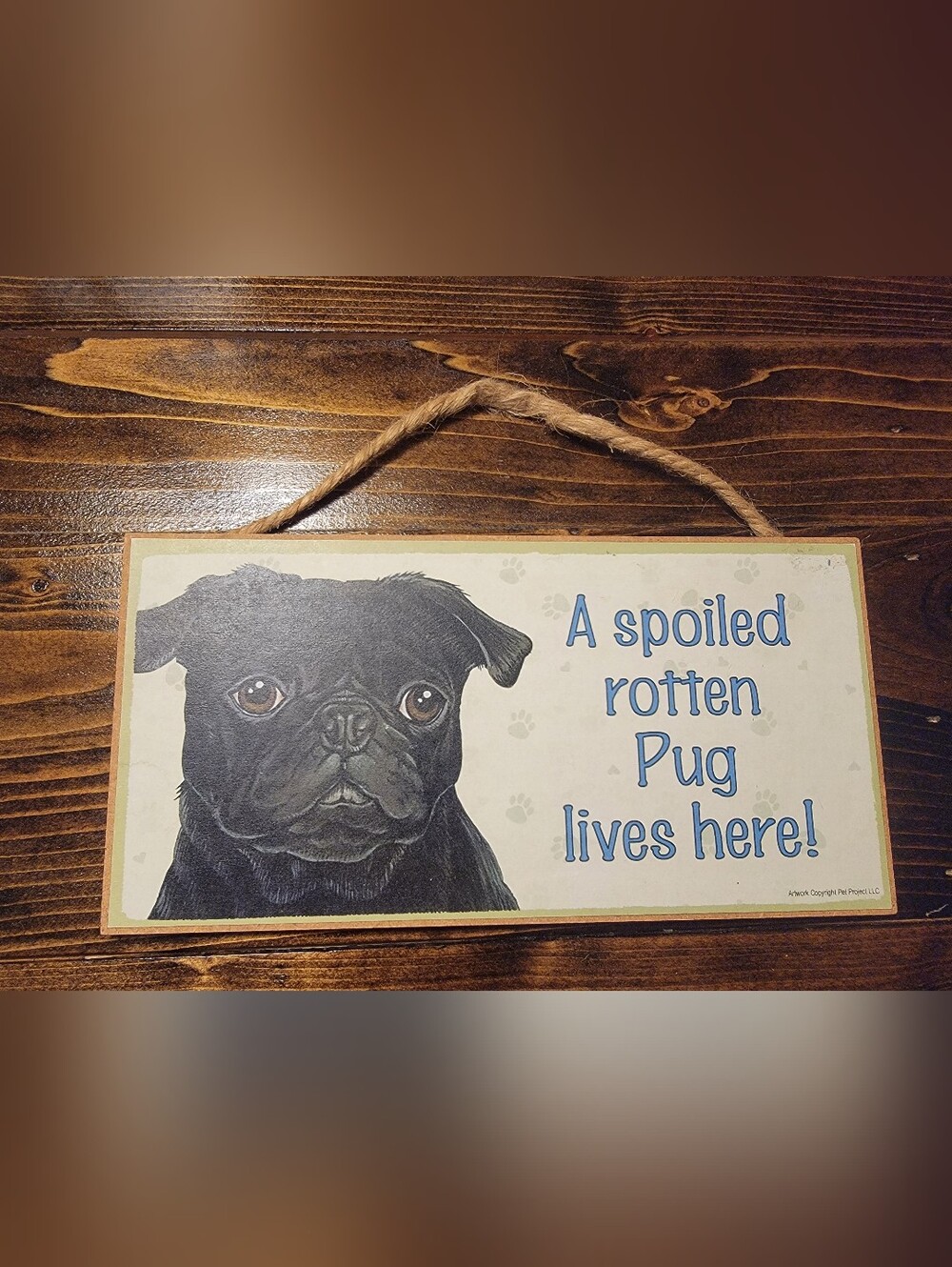 Wooden Pug Sign